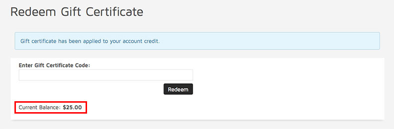 Redeem Gift Certificate