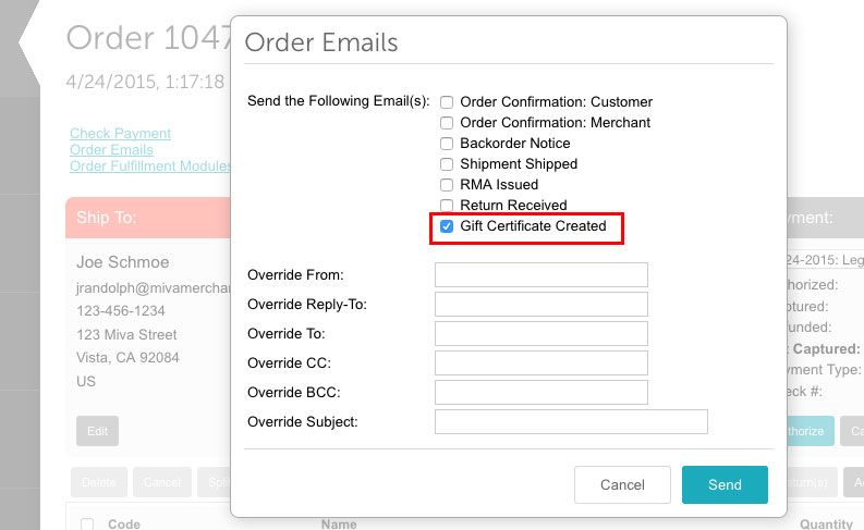 Order Emails