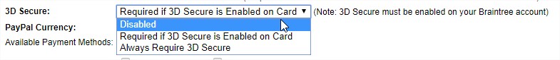 3D Secure Settings