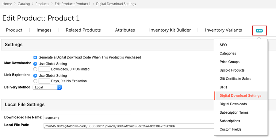 Digital Download Settings